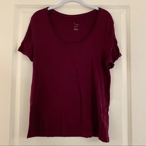 Maroon Scoop Neck Tee